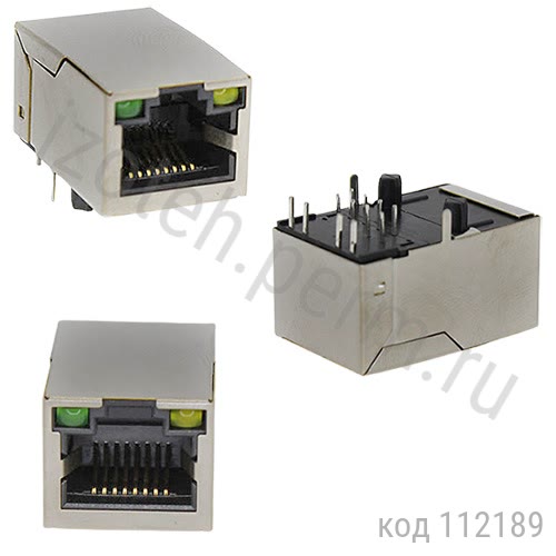 Разъем на плату 8-8 RJ-45, 2 светодиода, экран (TJ-8P8C) (TS-50022-1) Разъем на плату 8-8 RJ-45, 2 светодиода, экран (TJ-8P8C) (TS-50022-1)