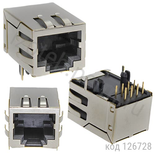 Разъем на плату 8-8 RJ-45 (тип 16), экран. (TJ16S-8P8C) Разъем на плату 8-8 RJ-45 (тип 16), экран. (TJ16S-8P8C)