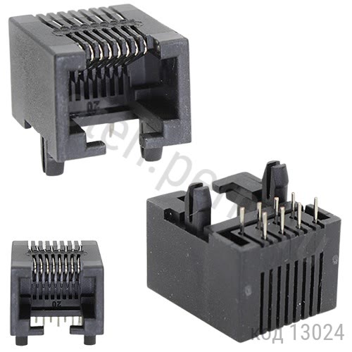 Разъем на плату 8-8 RJ-45 (тип 4) (TJ4-8P8C) Разъем на плату 8-8 RJ-45 (тип 4) (TJ4-8P8C)