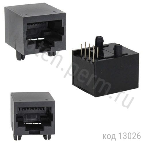 Разъем на плату 8-8 RJ-45 (тип 6) (TJ6-8P8C) Разъем на плату 8-8 RJ-45 (тип 6) (TJ6-8P8C)