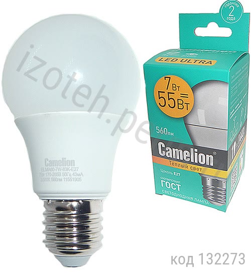 E27  7 ��, 220�, 3000�, 560 ��,  A60 Camelion 