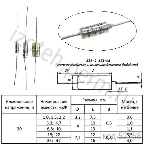 К53-4-20В-2,2 мкф-10% К53-4-20В-2,2 мкф-10%