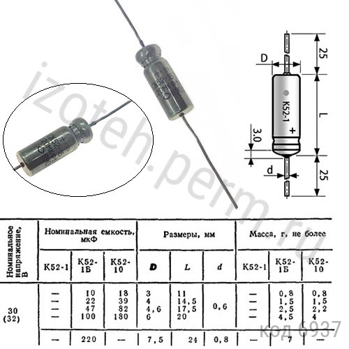 К52-1- 32В-100 мкф-10% (К52-1Б) ОС К52-1- 32В-100 мкф-10% (К52-1Б) ОС