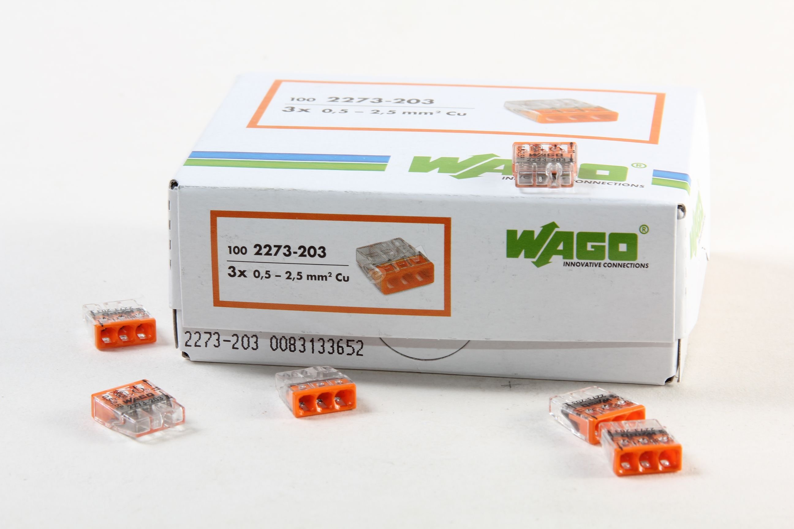 Клемма 3x2.5мм оранжевая/прозрачная 2273-203