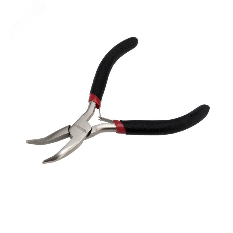 Тонкогубцы изогнутые мини 120мм никелированные, авторазжим, обливные рукоятки 12-4603