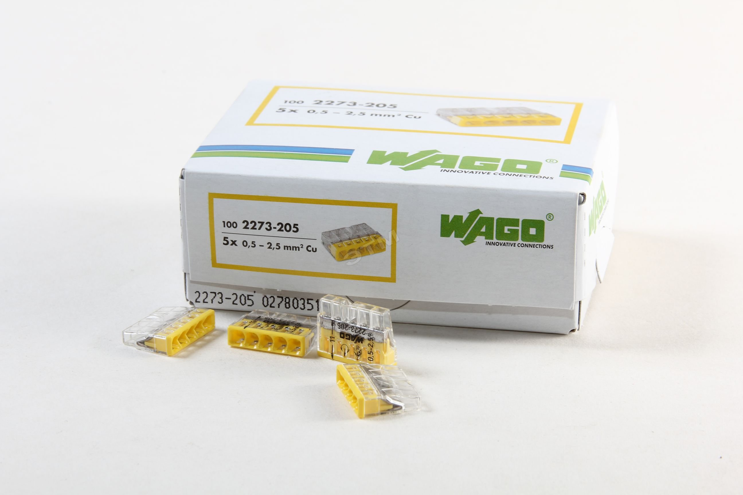 Клемма 5x2.5мм желтая/прозрачная 2273-205